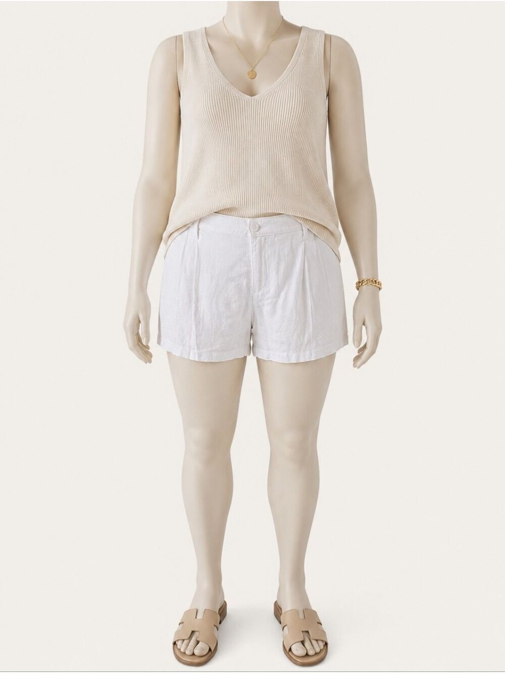 Hollister Livvy White Linen Blend Shorts XXL Pockets Coastal Resort Summer NWT